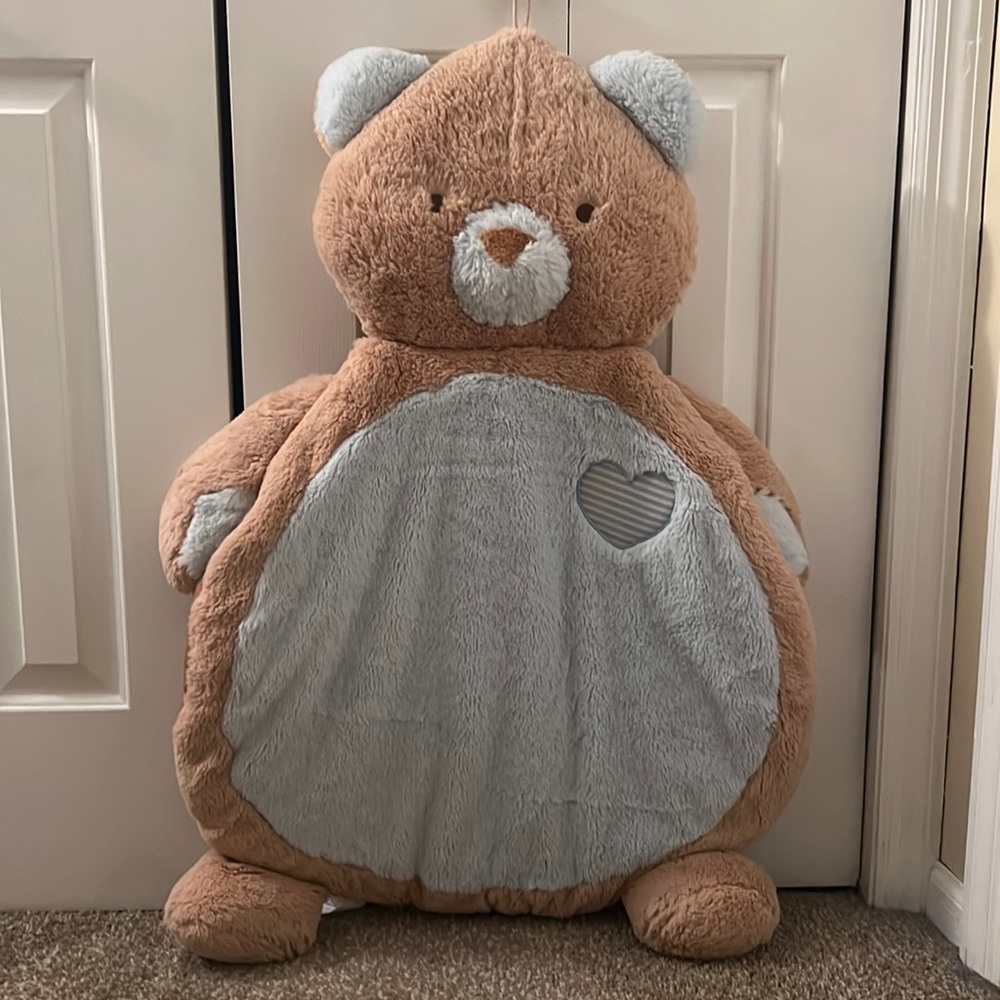 Baby blue& tan tummy time floor pillow